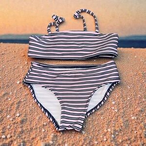 Art Class Navy and Pink Striped Bikini (S 6/6X)